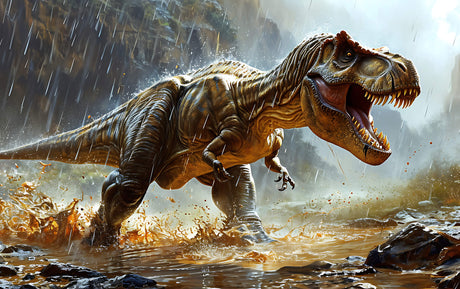 T-Rex Storm Action Scene design file showing detailed prehistoric wall mural pattern