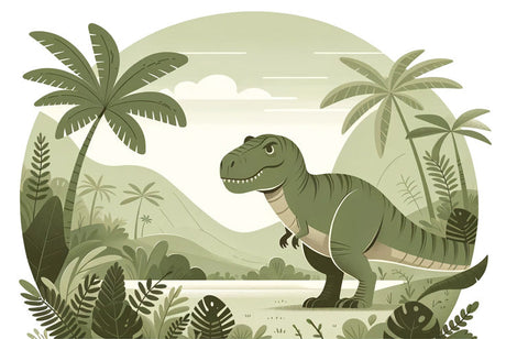 T-Rex in Tropical Paradise design file showing detailed dinosaur and palm pattern in soothing green tones
