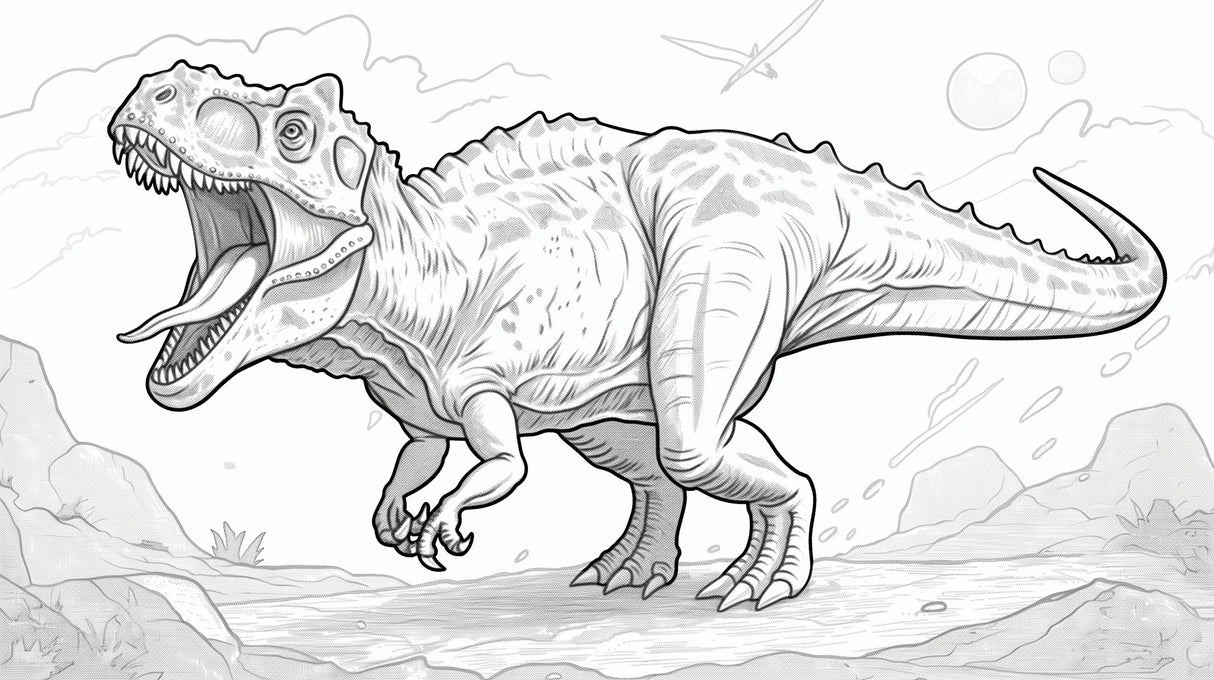 Dinosaur sketch wallpaper bringing artistic flair to a modern kids bedroom, featuring detailed T-Rex illustration