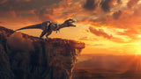 T-Rex dinosaur wallpaper design file showing complete pattern with sunset color palette