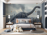 Urban Jurassic Wallpaper making a statement in a stylish home office setup