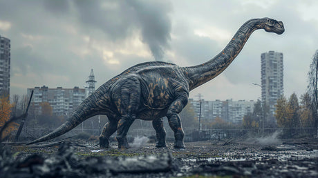 Urban Dinosaur Wallpaper design file showing detailed cityscape and dinosaur pattern