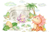 Watercolor Dinosaur Paradise design file showing gentle colors and friendly characters