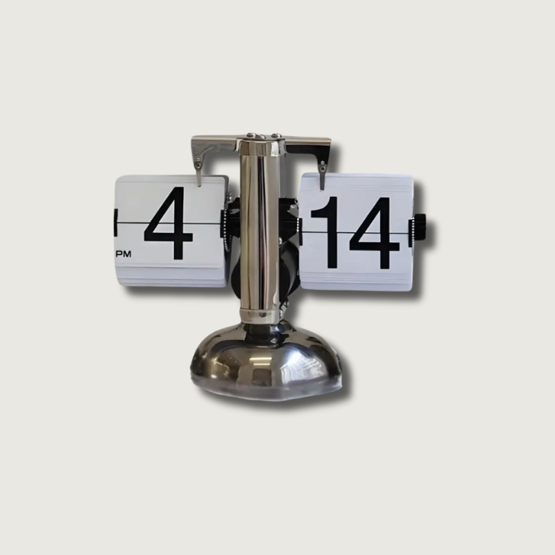 Retro Flip Clock  Stainless Steel Minimalist Design - Product showcase