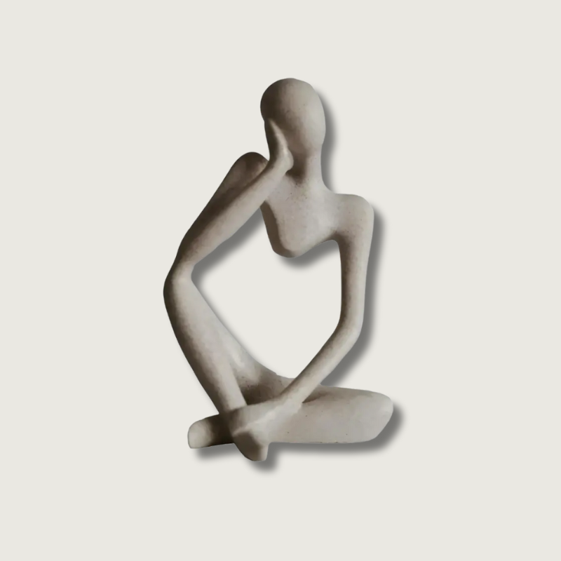 Modern Abstract Sculpture  Minimalist Resin Thinker Figure - Product showcase