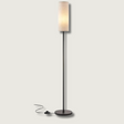 Modern Floor Lamp  Black Iron Base with Linen Shade - Product showcase