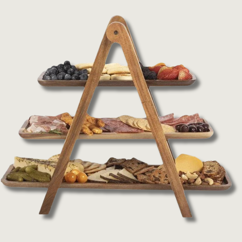 Wooden Serving Tray  3-Tier A-Frame Design - Product showcase