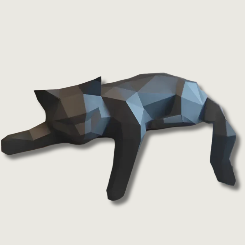 Modern Cat Sculpture  Geometric Low Poly Design - Product showcase