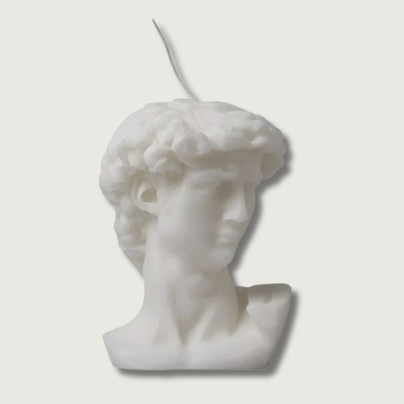 Nordic Sculpture Candle  Minimalist David Bust Design - Product showcase