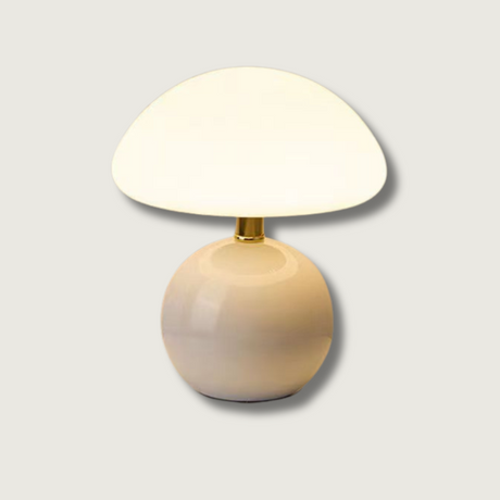Modern Mushroom Table Lamp  Ceramic Base With Dome Shade - Product showcase