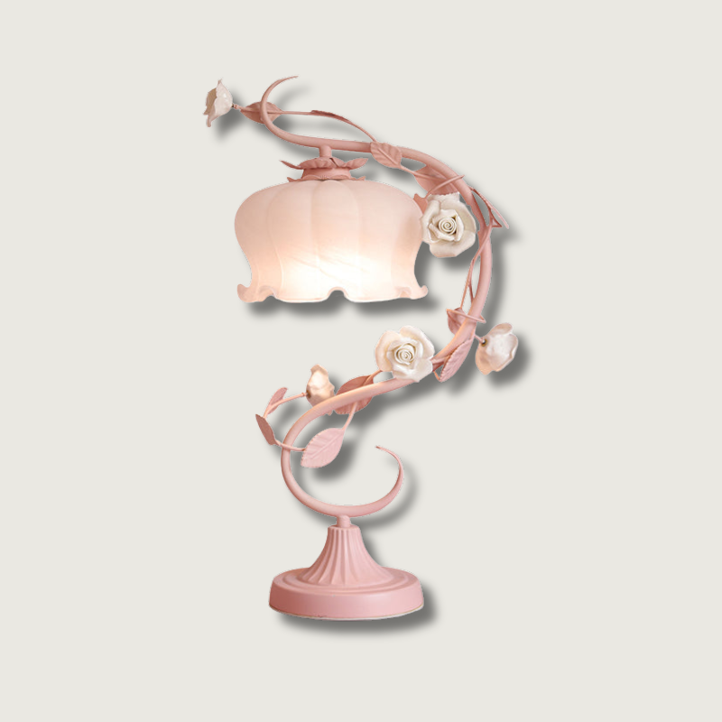 Vintage Rose Table Lamp  Floral Glass Shade Design - Product showcase