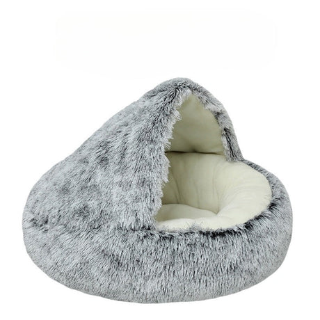 Plush Pet Bed  Convertible Round Sleeping Bag Design - Product showcase