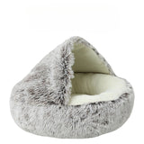 Plush Pet Bed  Convertible Round Sleeping Bag Design - Detailed view