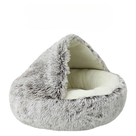 Plush Pet Bed  Convertible Round Sleeping Bag Design - Detailed view