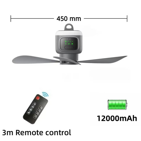Portable LED Ceiling Fan  USB Rechargeable with Night Light - Product example