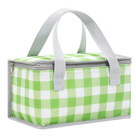 Insulated Picnic Cooler Bag  Gingham Pattern Thermal Storage - Product showcase