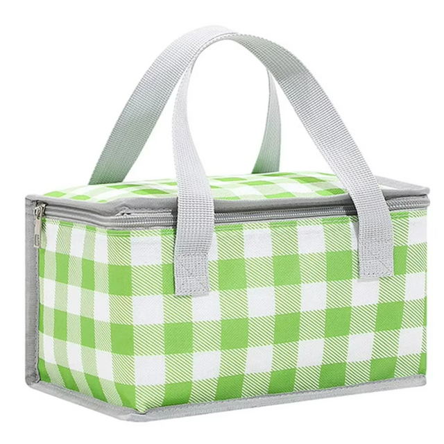 Insulated Picnic Cooler Bag  Gingham Pattern Thermal Storage - Product showcase