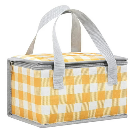 Insulated Picnic Cooler Bag  Gingham Pattern Thermal Storage - Product example