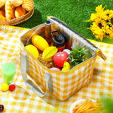 Insulated Picnic Cooler Bag  Gingham Pattern Thermal Storage - Product detail 5