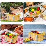 Insulated Picnic Cooler Bag  Gingham Pattern Thermal Storage - Product detail 6