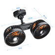 Dual Head Car Fan  Rechargeable 4000mAh Battery Cooling - Detailed view