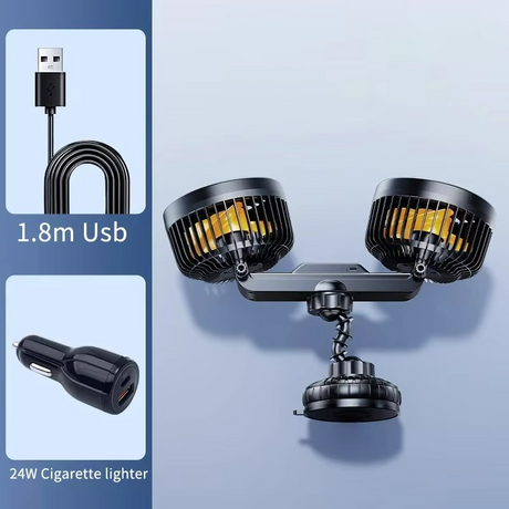 Dual Head Car Fan  Rechargeable 4000mAh Battery Cooling - Product example