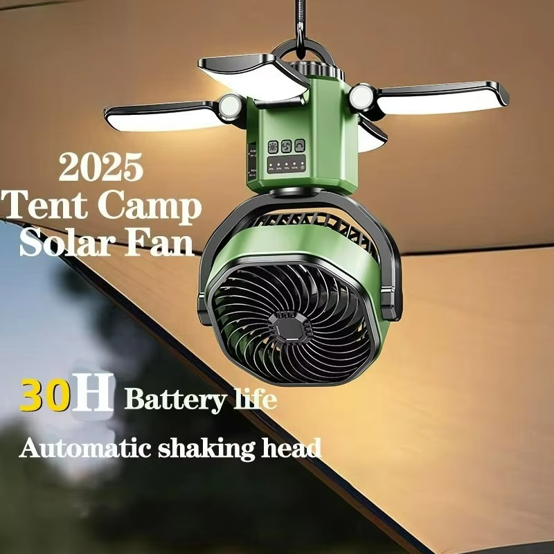 Portable Camping Fan  Solar-Powered LED Cooling System - Product example