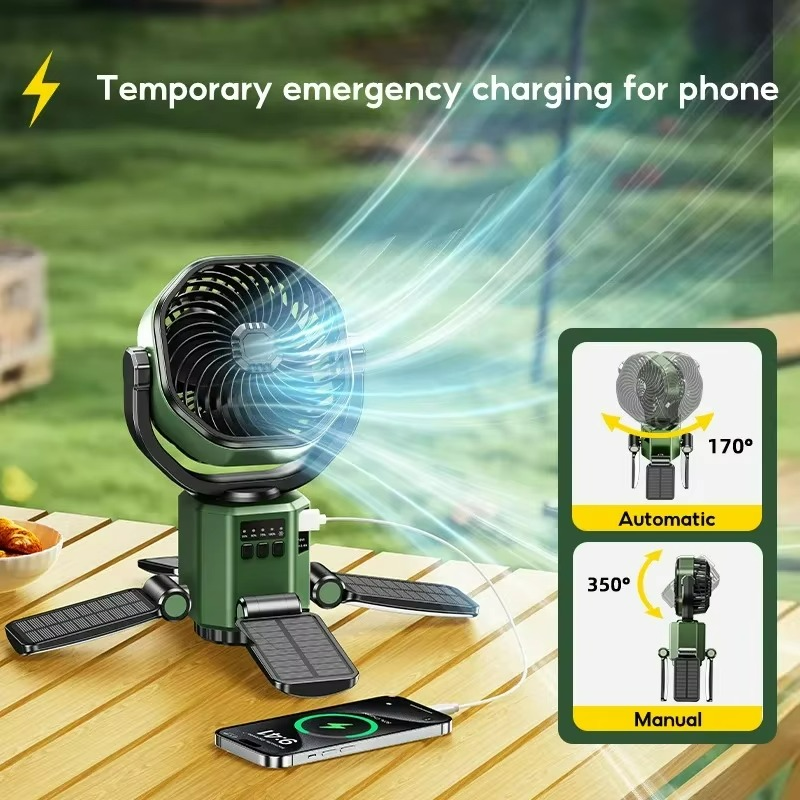 Portable Camping Fan  Solar-Powered LED Cooling System - Product detail 5