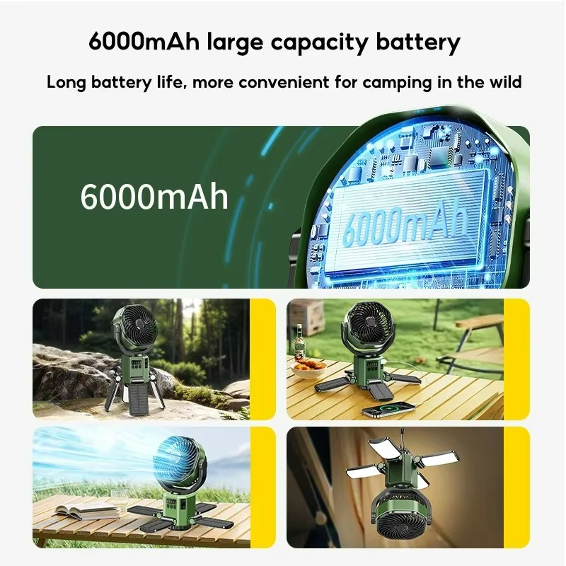 Portable Camping Fan  Solar-Powered LED Cooling System - Product detail 7