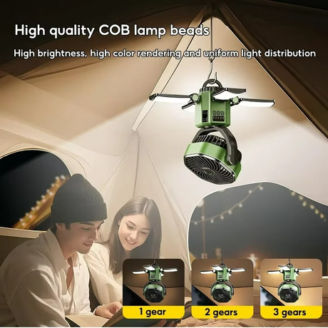 Portable Camping Fan  Solar-Powered LED Cooling System - Product detail 8