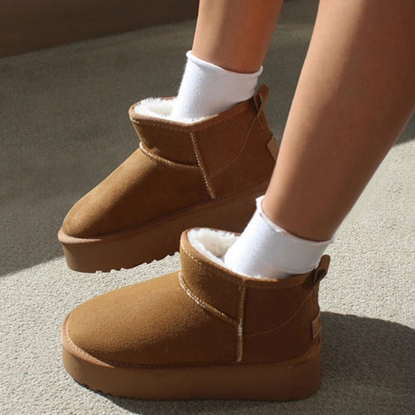 Winter Suede Ankle Boots  Fleece Lined Vegan Design - Product detail 5