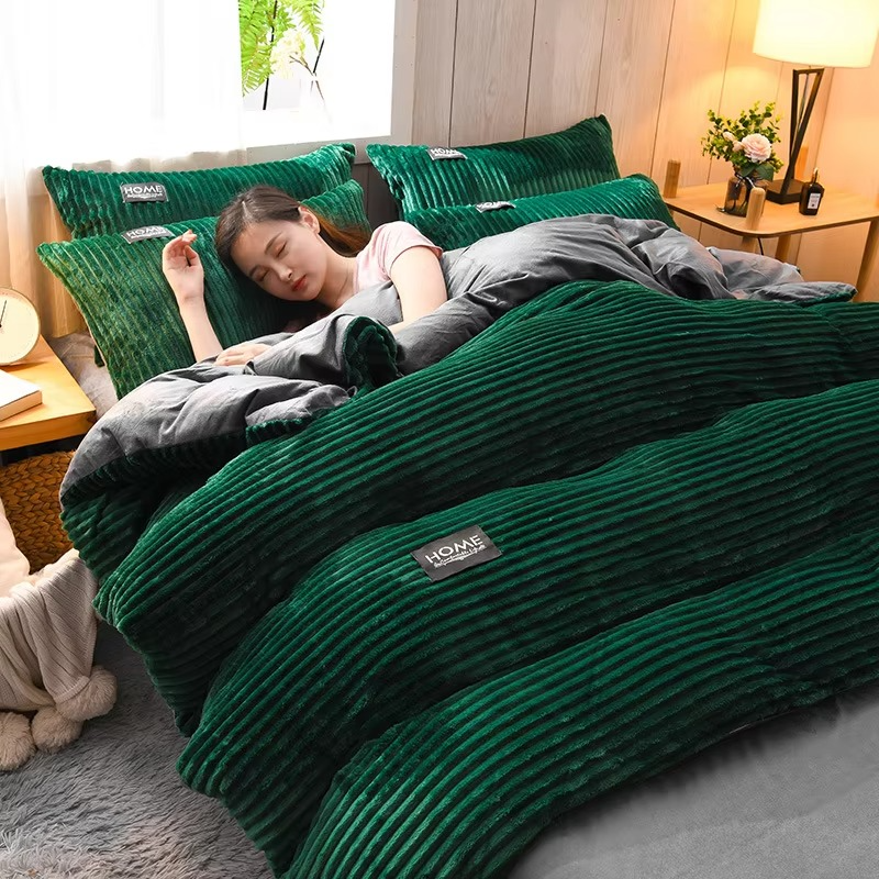 Luxury Velvet Duvet Cover  Plush Corduroy Ribbed Texture - Product detail 5