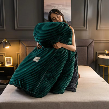 Velvet Fleece Duvet Cover Set  Ribbed Texture With Plush Comfort - Product detail 4