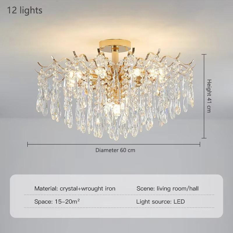 Crystal Ceiling Chandelier  Curved Branch Design with LED Lights - Product detail 7
