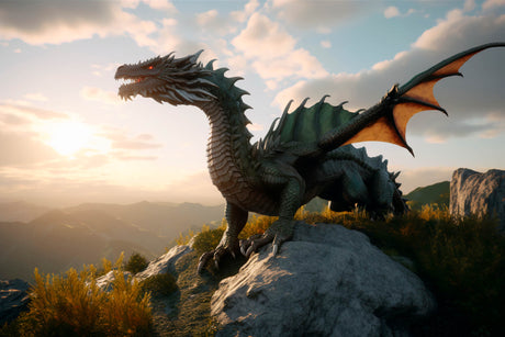 Dragon and mountain landscape design file showing intricate pattern details and rich colors