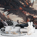 Dragon fantasy mural making a statement in a modern living room setting