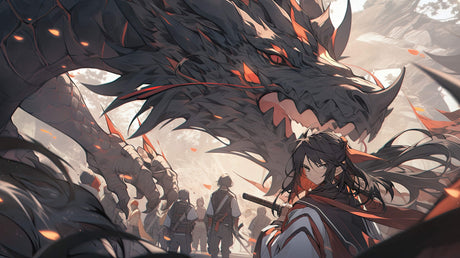 Dragon anime wallpaper design file showing intricate pattern detail and rich color palette