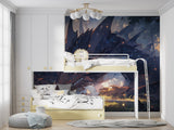 Fantasy dragon wallpaper in study room showing scale and detail