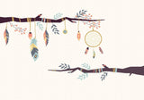 Dreamcatcher wallpaper design file showing intricate feather pattern and golden accents