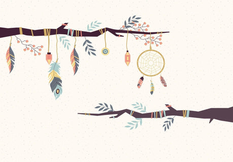 Dreamcatcher wallpaper design file showing intricate feather pattern and golden accents