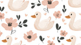 Duck and floral nursery wallpaper design file showing detailed pattern and soft pink color scheme