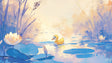 Duck pond wallpaper creating a peaceful atmosphere in a bright nursery with white furniture and natural light
