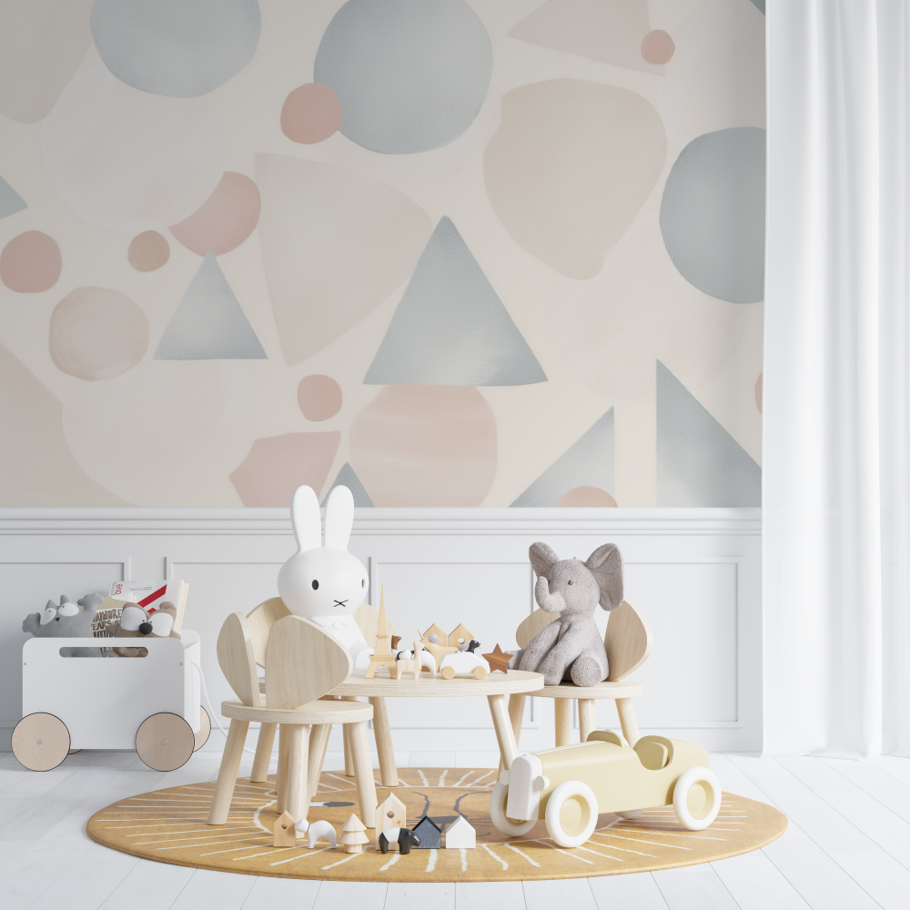 Geometric Mural Wallpaper | Pastel Scandinavian Design