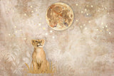 Safari Löwe Tapete | Traumhaftes Mond- und Sternendesign