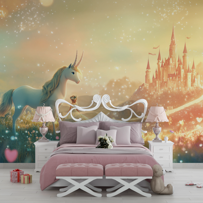 Princess Mural Wallpaper | Unicorn and Enchanted Castle
