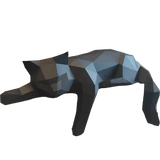 Modern Cat Sculpture  Geometric Low Poly Design - Detailed view