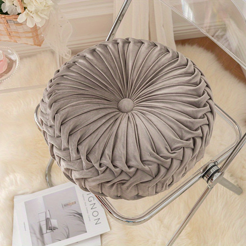Round Velvet Cushion  Pleated Design with Center Button - Product detail 10