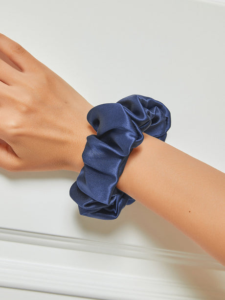 Silk Hair Scrunchie  Premium Mulberry Silk Navy - Product detail 8