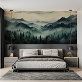 Forest Mural Wallpaper | Misty Mountain Pine Trees