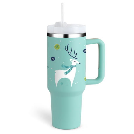 Insulated Travel Mug  Leopard Print Design with Handle  Straw - Product detail 18